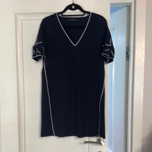 Zara Navy Blue Mini Dress with White Accents